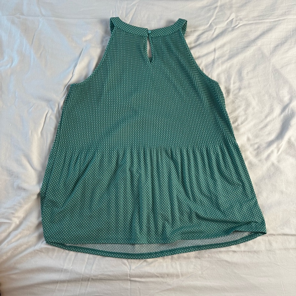 Adrianna Papell Green Relaxed Pleated Tank Top